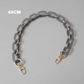 Detail of 60CM bag strap chain with matte gray acrylic and gold metal interlocking rings - 60CM / Gray