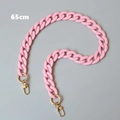 Macro view of 65cm pink matte acrylic chunky chain with gold lobster clasps for handbags - 65cm / Pink Fishbone Style (65CM)