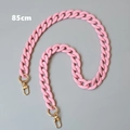 Detail view of 85cm pink matte acrylic bag chain with gold lobster clasps and thick rings - 85cm / Pink Fishbone Style (85CM)