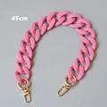Close-up of 45cm matte pink acrylic chain strap with golden lobster clasps for handbags - Pink Geometric Square Style (45CM)