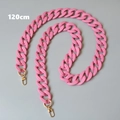 Detailed view of 120cm matte pink acrylic handbag chain with gold metal lobster clasps - Pink Geometric Square Style (120CM)