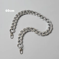 Detailed view of 60cm silver chunky chain strap with circular rings and lobster clasps - Fishbone Silver 60CM