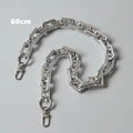 Detailed 60cm silver metal chain strap with polished finish and lobster clasps - Horseshoe Buckle Silver 60CM