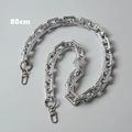 Close-up of 80cm silver acrylic chain strap with lobster clasps and metallic finish - Horseshoe Buckle Silver 80CM