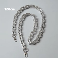 Detailed 120cm silver plated chain strap for handbags with lobster clasps and metal rings - Horseshoe Buckle Silver 120CM