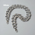 Silver chunky Cuban chain bag strap 60cm with metal lobster clasps for shoulder bags - Geometric Square Silver 60CM