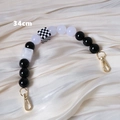 Cinturino a catena di perline bianche e nere da 34cm con perle in acrilico e ganci oro - Perline a Blocchi di Colore Nero e Bianco (Stile 1)