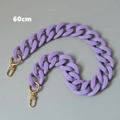 Detail view of 60cm purple matte acrylic chain with gold metal lobster clasps for handbags - Purple 60CM
