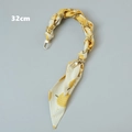 Detailed 32cm luxury bag strap featuring a gold chain interwoven with yellow floral silk - Yellow Durian Style