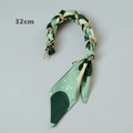 Detailed 32cm metal chain handbag handle woven with green silk scarf accessories - Green Dotted Style