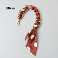 Seidenschal mit Goldkette als Taschenriemen geflochten in Braun mit weißen Punkten - Goldkette Geflochtener Stil / 30cm / Rotbraun Punktmuster Stil (4)