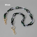 Detailed view of 85cm resin bag strap with black and white marble links and gold clasps - Multicolor / 85cm