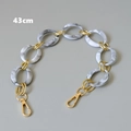 43cm chunky chain strap with grey marble resin rings and gold metal links for handbags - Ink White-43