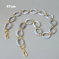 87cm retro acrylic and gold metal chain strap with marble texture rings and lobster clasps - Ink White-87