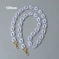 Detail of 120cm acrylic chain with white opaque links and golden metal spring clasps - White