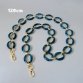 Blue marble acrylic bag chain strap with gold metal links and lobster clasps, 120cm length - Blue-120CM