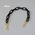 Detailed view of 40cm matte black acrylic chunky bag strap with golden metal lobster clasps - 40CM / Black