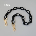 Close-up of a 63cm matte black acrylic chain strap with gold metal lobster clasps - 63cm / Black
