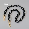 Detailed 80cm matte black resin bag chain strap with premium gold lobster clasps - 80cm / Black