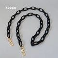 Detailed view of 120cm matte black acrylic bag chain with golden metal swivel clasps - 120cm / Black