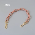 Detail view of a 40cm matte pink acrylic chain with gold metal lobster clasps for bags - 40CM / Pink
