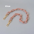 Detail view of a 63cm matte pink acrylic handbag chain with gold metal lobster clasps - 63cm / Pink