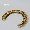 Detail of 39cm vintage brown resin acrylic chain with gold metal links for handbags - Square Link - 39cm