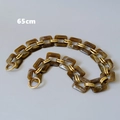 65cm vintage brown acrylic resin handbag strap with gold metal rings and spring clasps - Square Link - 65cm