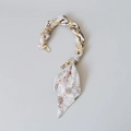 Detail of silk scarf intertwined with gold metal chain strap for handbags with lobster clasps - Retro Floral