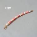 Detail of a 31cm beaded bag strap with pink, white and orange beads and gold metal clasps - Pink White Orange (Style 8)