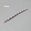 Detail of 31cm handmade purple and white beaded chain accessory with gold lobster clasps - Purple White (Style 9)