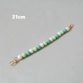 Detail of 31cm beaded bag strap with white and green pearls and gold lobster clasps - White Green (Style 10)