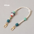 Detail view of 42cm colorful bead chain with golden lobster clasps for bags or phones - 42cm