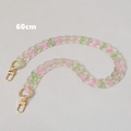 Détail de la chaîne en acrylique de 60cm avec mousquetons en métal doré brillant - Rose-Vert Bicolore 60CM