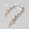 Detail view of 45cm vintage marble acrylic chain strap with gold metal rings and lobster clasps - 45cm / White