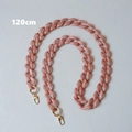 Detail of a 120cm acrylic resin chain strap in marble pink with gold lobster clasps - Pink 120cm