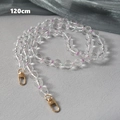 Macro view of 120cm beaded chain strap with transparent ripples and gold lobster clasps - 120cm / Multicolor