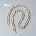Detail of 120cm resin bag strap with ivory and brown marble texture and gold lobster clasps - Beige 120cm