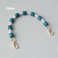 Detail of 33cm bag strap with deep teal resin beads, white pearls and gold metal clasps - Blue-33cm