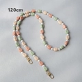 Detailed view of candy color resin beads and white pearls for bag strap or phone lanyard - Multi-120cm