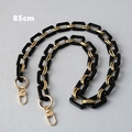 Close-up of 85cm black resin chain with gold metal links and lobster clasps for handbags - 85cm / Solid Black with Metal