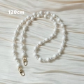 Détail de la sangle en perles blanches de 120 cm avec fermoirs mousquetons dorés - Style Bandoulière 120cm / Blanc