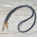 Detailed close-up of 120cm woven black and grey phone strap with gold lobster clasps - Black Grey and White Mixed (Style 6)