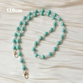 Detail of 120cm teal acrylic beads and white pearls chain with gold lobster clasps - 120cm Crossbody Style / Green