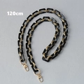Detail of 120cm black marble resin and gold metal chain strap with lobster clasps - 120cm / Mixed Black and White with Metal