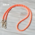 Detail of 120cm orange woven phone strap with reflective silver silk and gold metal clips - Orange Reflective Thread Braided (Style 5)