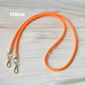 Detailed view of a 120cm orange woven crossbody strap with gold swivel lobster clasps - Bright Orange Solid Braided (Style 10)