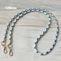Green and white checkered woven phone strap with gold metal buckles, 120cm length detail - Green and White Checkerboard (Style 12)