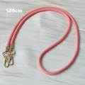 Detail of pink woven crossbody phone strap with golden metal swivel hooks and 120cm length - Pink Textured Braided (Style 9)