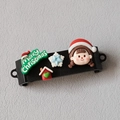 Detail of Christmas resin charms with Merry Christmas text and snowflake on a black base - Black Merry Christmas Letter Style (Style-5)